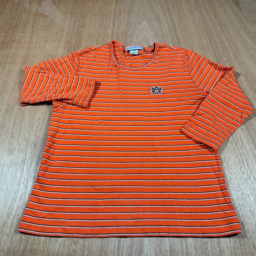 Cutter & Buck Auburn University Shirt Women S Orange Striped Long Sleeve Logo